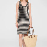 Anine Bing  Arie Dress in Black and Ivory Stripe