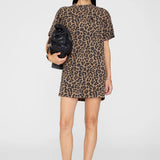 Anine Bing Beth Mini Dress in Black and Brown Leopard
