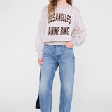 Anine Bing Harry Shrunken Sweatshirt LA in Oatmeal Melange