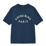 Navy blue t-shirt with 'ANINE BING PARIS' text on a white background