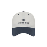 Anine Bing Jeremy Baseball Cap in Ivory and Navy