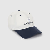 Anine Bing Jeremy Baseball Cap in Ivory and Navy