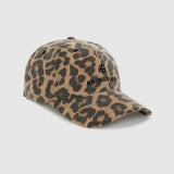 Anine Bing Jeremy Baseball Cap in Black and Brown Leopard