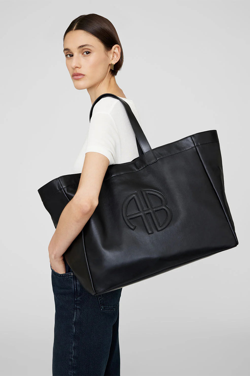 Anine Bing Rio Tote Black Recycled Leather