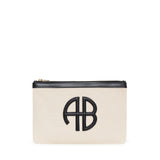 Anine Bing Lili Pouch Natural Canvas and Black