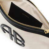 Anine Bing Lili Pouch Natural Canvas and Black