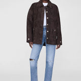 Anine Bing Luca Suede Jacket in Deep Brown
