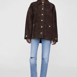 Anine Bing Luca Suede Jacket in Deep Brown