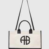 Anine Bing Lara Tote in Natural Canvas with Black