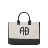 Anine Bing Lara Tote in Natural Canvas with Black
