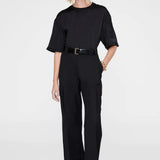 Anine Bing Mila Belt in Embossed Black