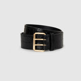 Anine Bing Mila Belt in Embossed Black