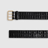 Anine Bing Mila Belt in Embossed Black