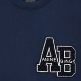 Anine Bing Miles Oversized Sweatshirt Letterman in Washed Navy