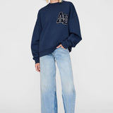 Anine Bing Miles Oversized Sweatshirt Letterman in Washed Navy