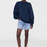 Anine Bing Miles Sweatshirt Framed Monogram in Washed Navy