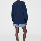 Anine Bing Miles Sweatshirt Framed Monogram in Washed Navy