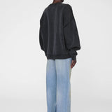Anine Bing Miles Sweatshirt in Anine Bing Leopard Washed Black