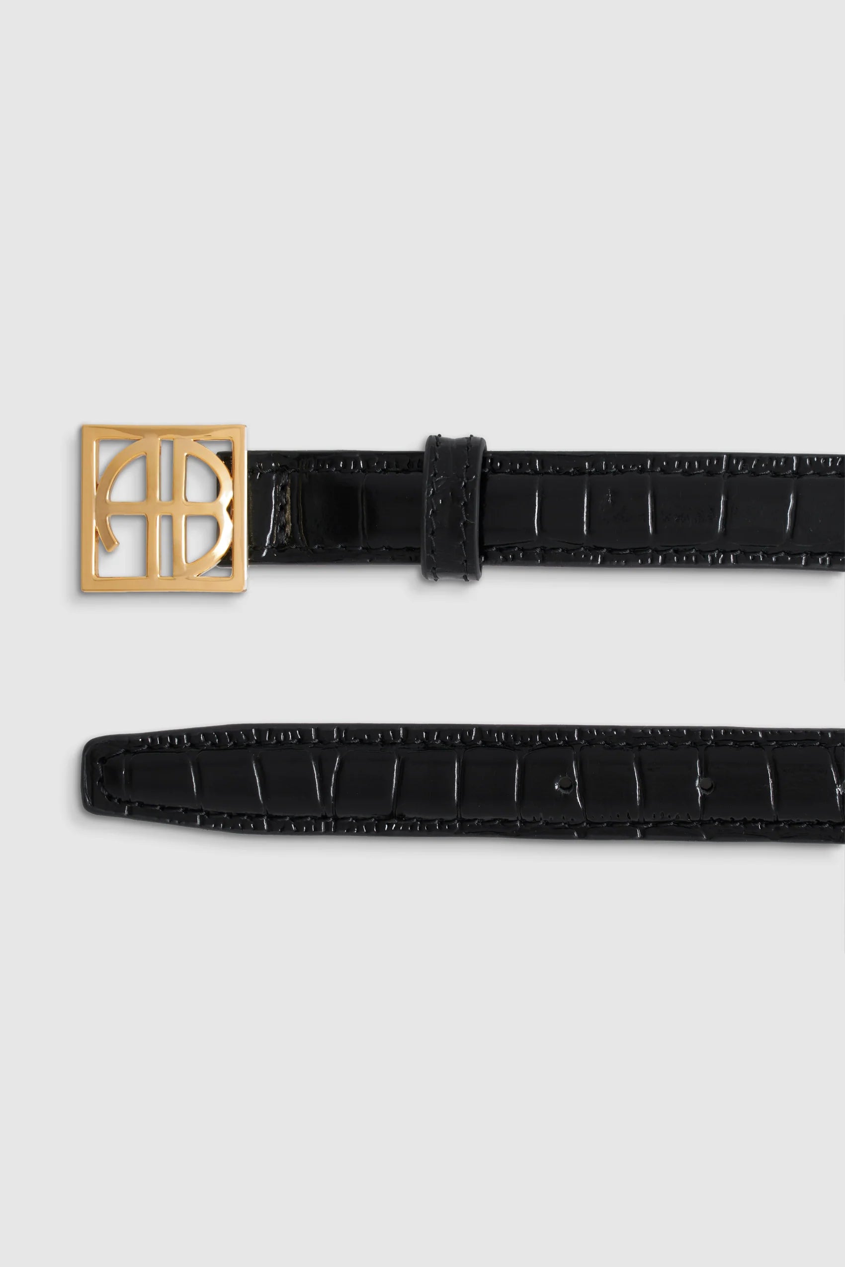 Anine Bing Monogram Belt in Black Embossed