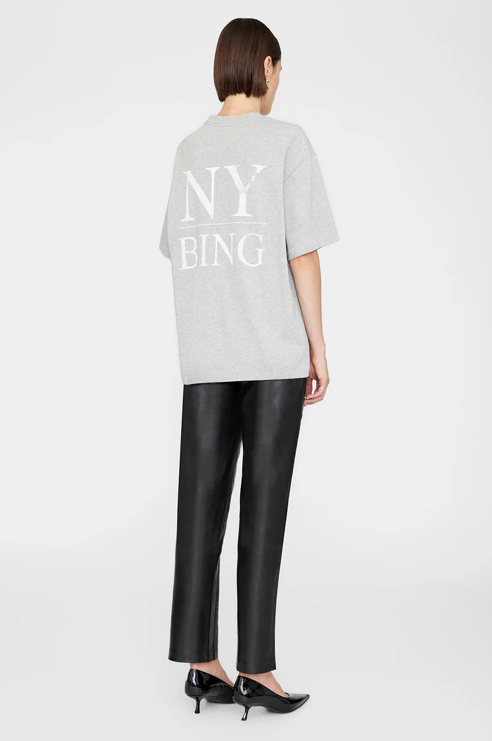 Anine Bing Myers Tee Serif NY in Washed Heather