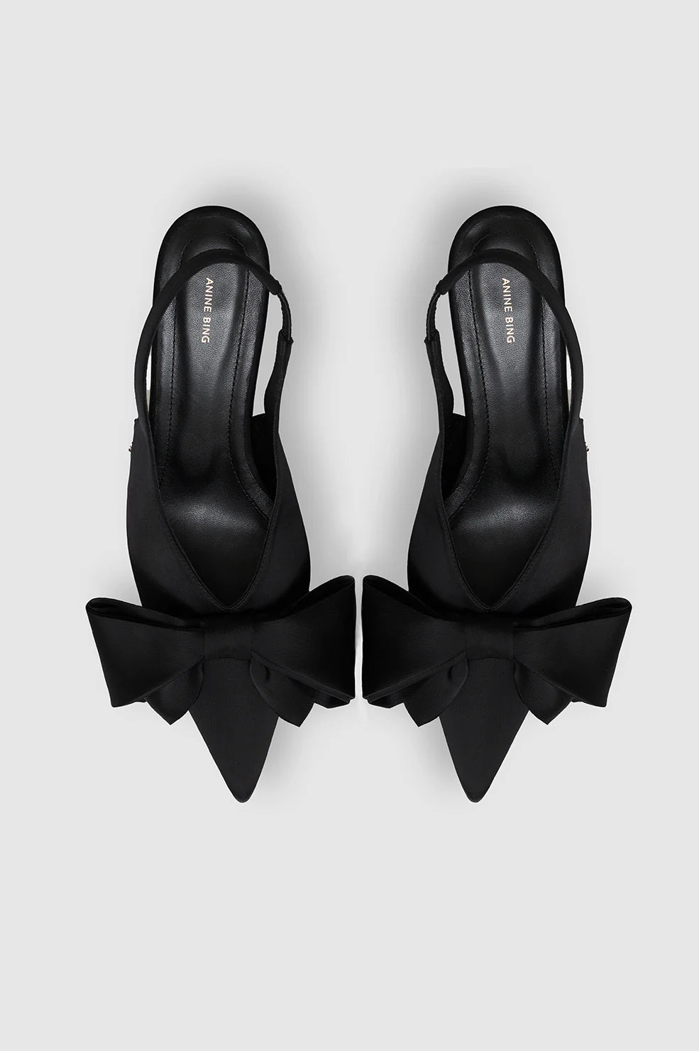 Anine Bing Nina Heels with Bow in Black Satin