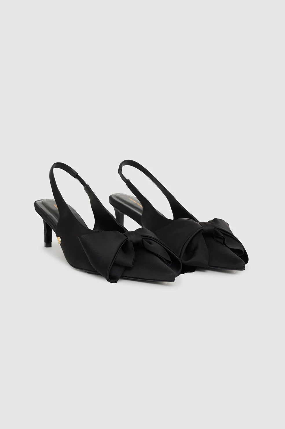 Anine Bing Nina Heels with Bow in Black Satin