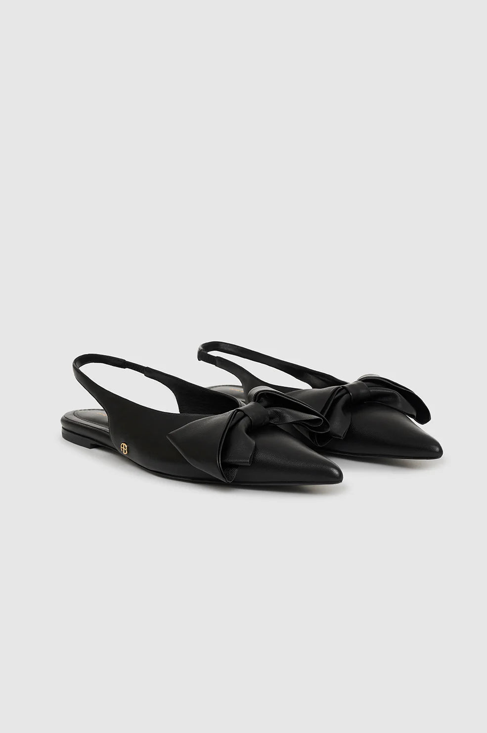 Anine Bing Nina Slingback Flats with Bow in Black