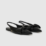 Anine Bing Nina Slingback Flats with Bow in Black