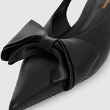 Anine Bing Nina Slingback Flats with Bow in Black