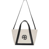 Anine Bing Small Cara Tote in Natural Canvas with Black
