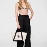 Anine Bing Small Cara Tote in Natural Canvas with Black