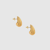 Anine Bing Small Ribbed Drop Earrings in Gold