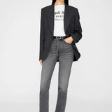 Anine Bing Small Signature Link Belt in Black with Silver