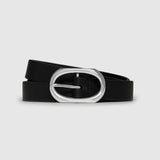 Anine Bing Small Signature Link Belt in Black with Silver