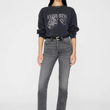 Anine Bing Spencer Sweatshirt Leopard in Washed Black