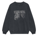 Anine Bing Spencer Sweatshirt Leopard in Washed Black