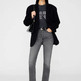 Anine Bing Spencer Sweatshirt Leopard in Washed Black