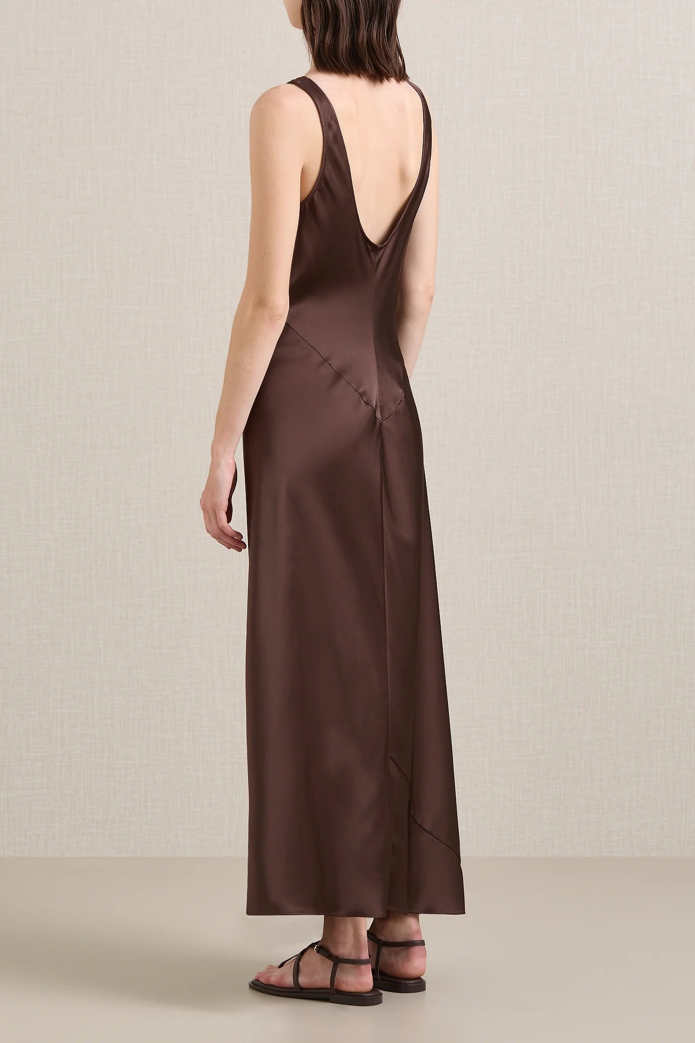 A Emery Esther Satin Dress in Chocolate