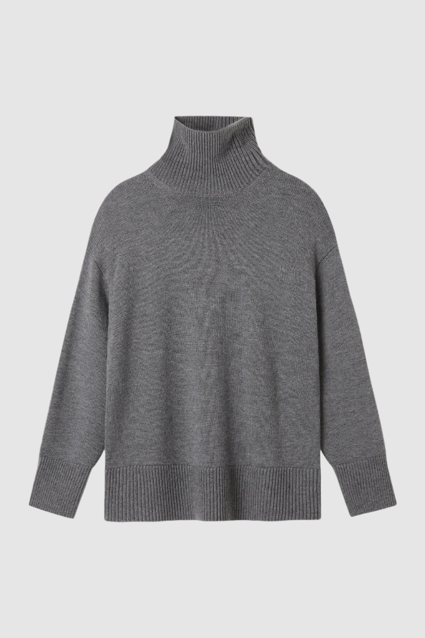 A Emery Gibson Funnel Knit in Mid Grey Melange