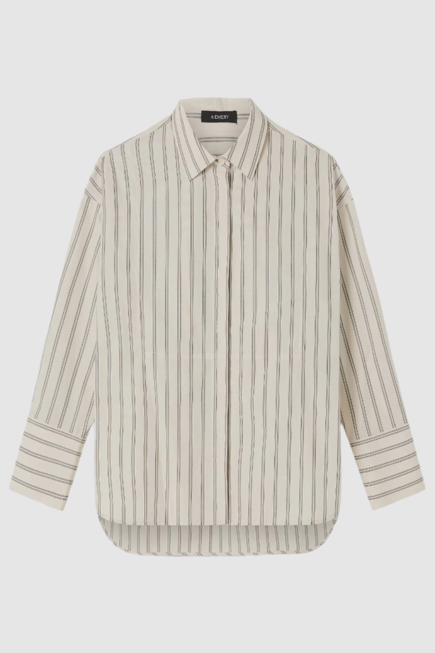 A Emery Linter Shirt in Bone Stripe