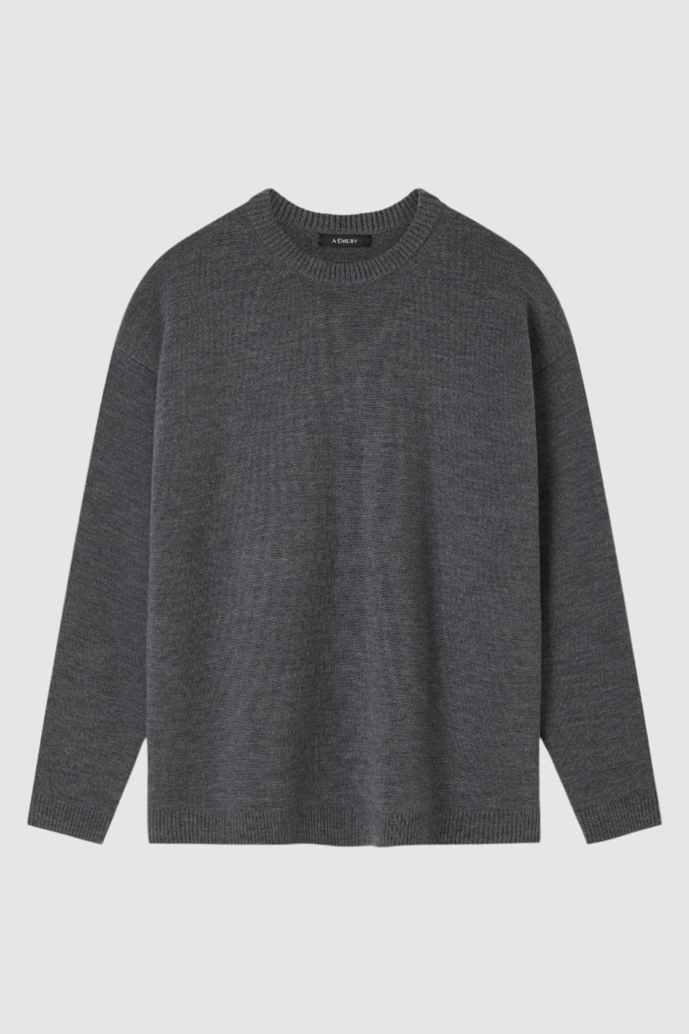 A Emery Reid Crew Knit in Mid Grey Melange