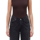 Agolde Aura Sleeveless Bodysuit in Chocolate