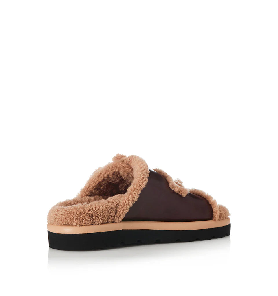 Alias Mae Saint Slide in Walnut Wax and Shearling