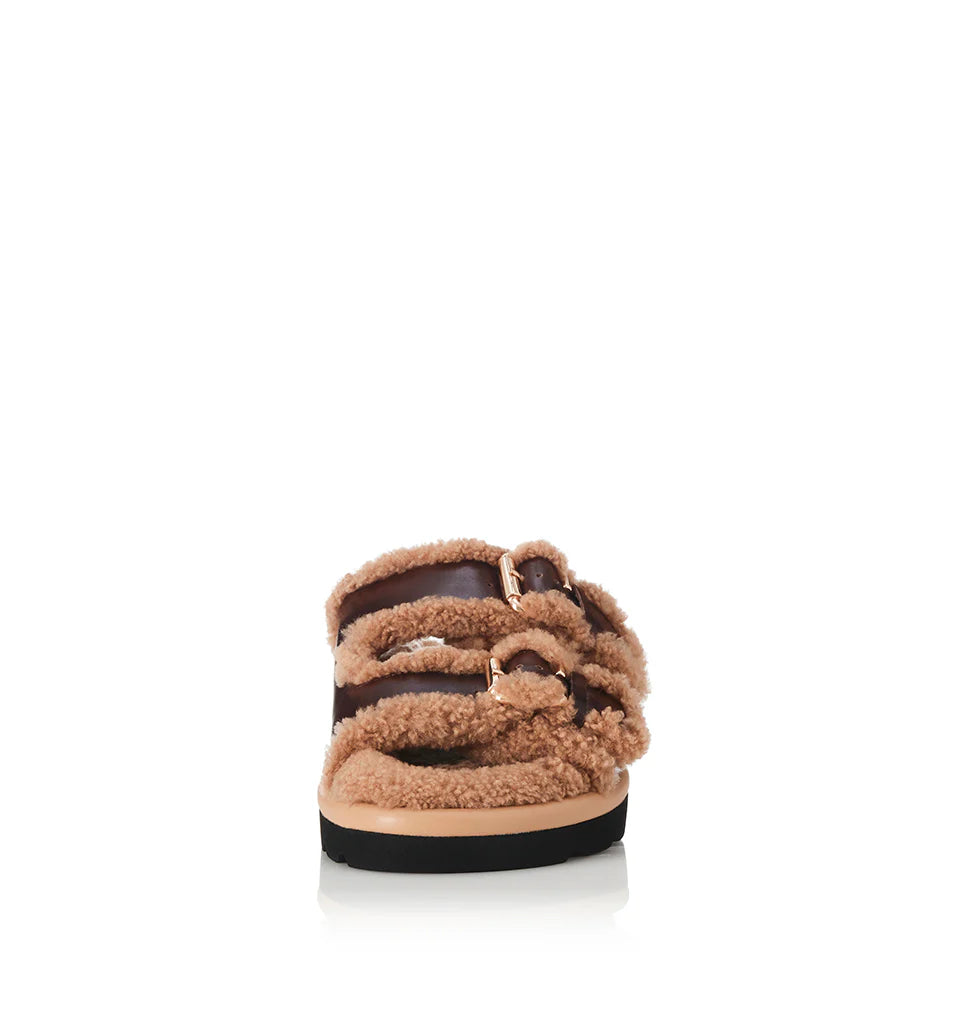 Alias Mae Saint Slide in Walnut Wax and Shearling