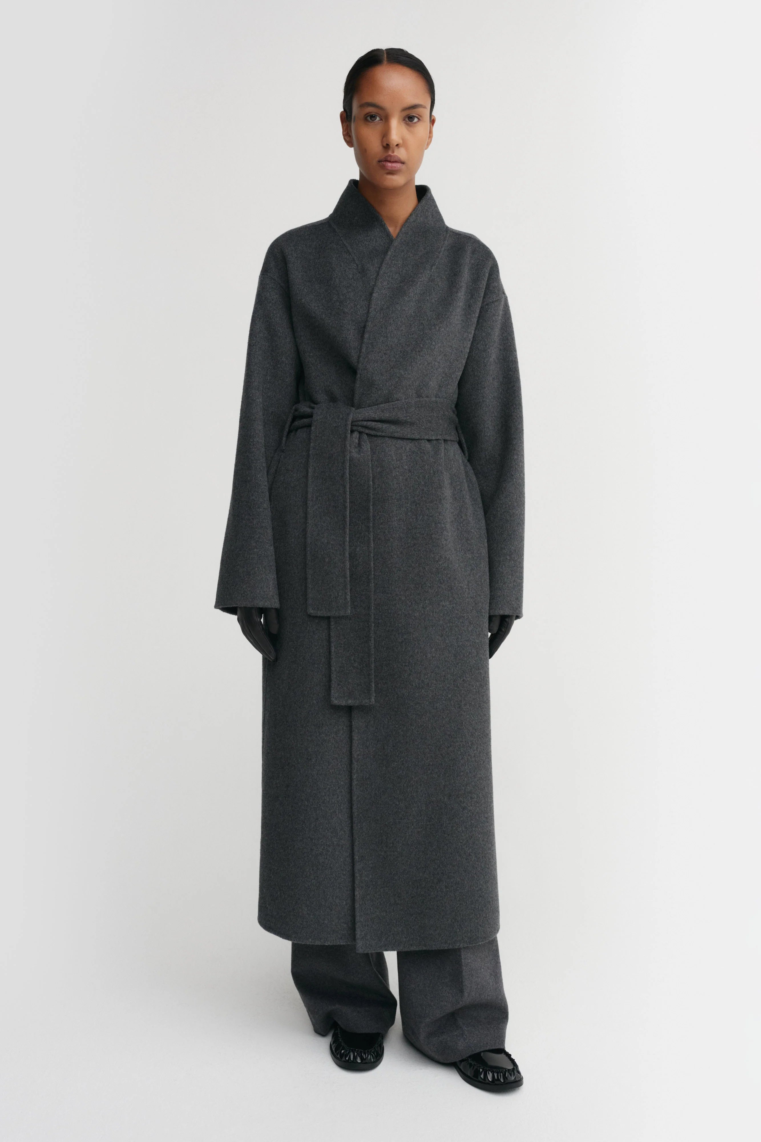 Almada Mara Double Coat in Dark Grey