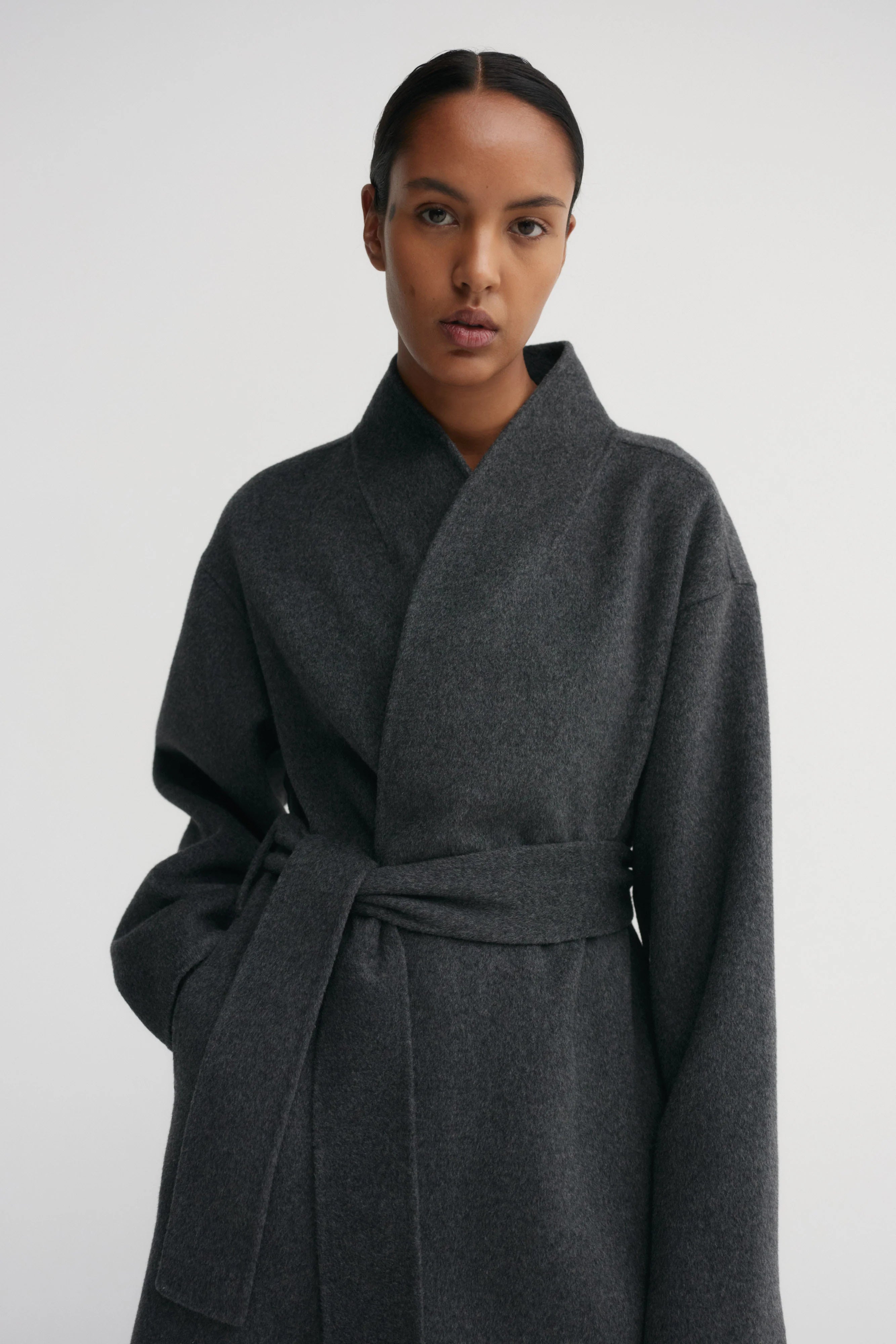 Almada Mara Double Coat in Dark Grey