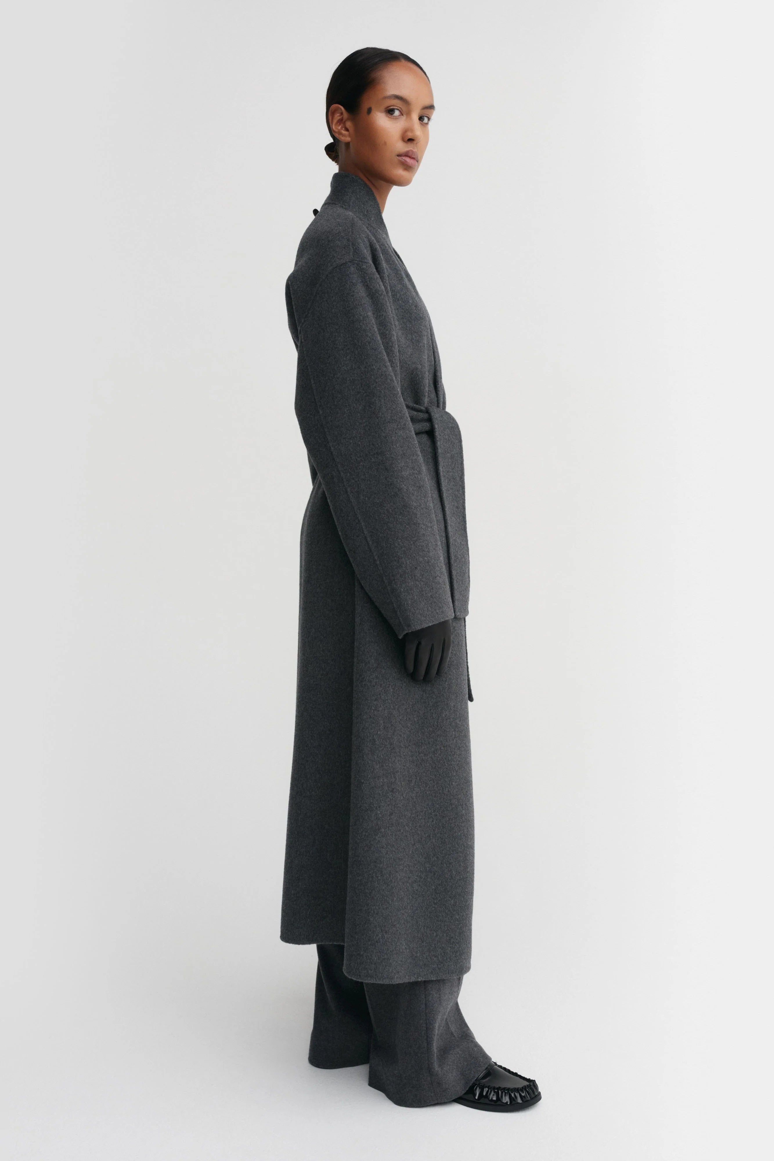 Almada Mara Double Coat in Dark Grey