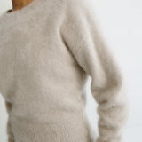 Almada Zoe Crewneck Brushed Cashmere Sweater in Taupe