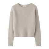 Almada Zoe Crewneck Brushed Cashmere Sweater in Taupe