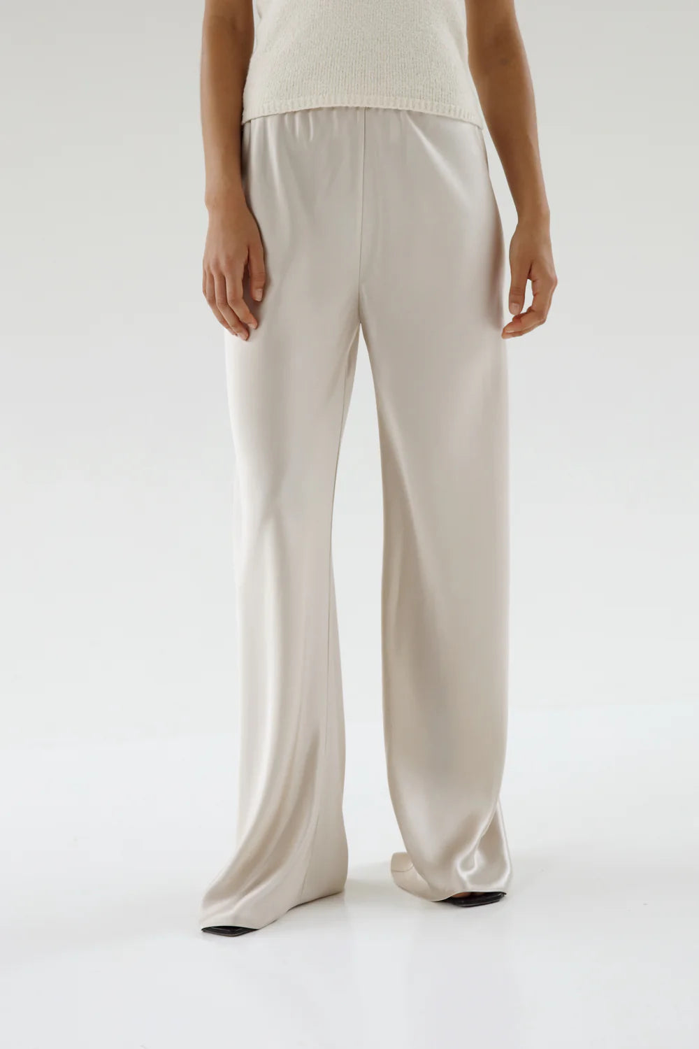 Almada Bias Satin Pant in Pearl